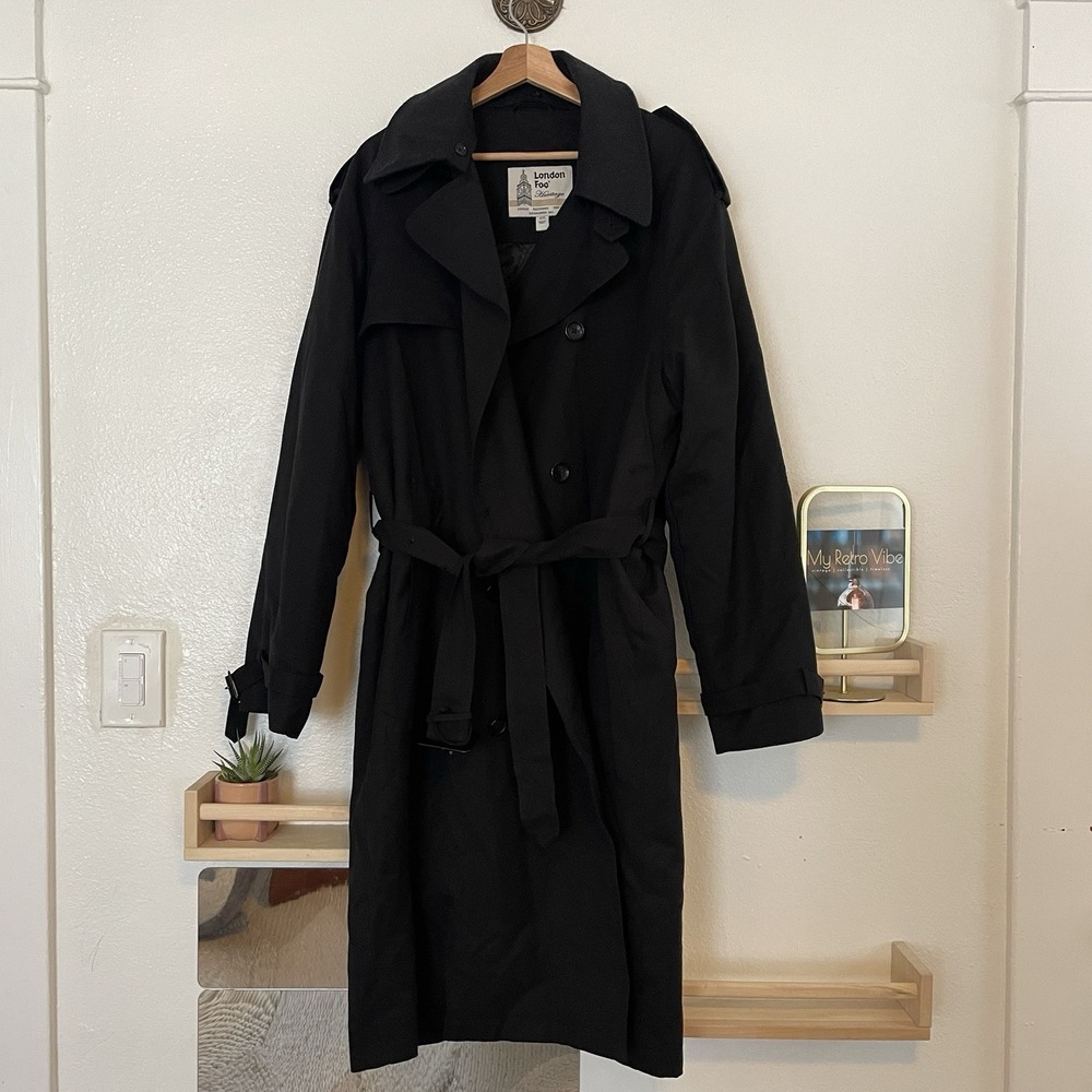 London‎ Fog Men's Iconic Trench Coat Black Size 42R - Picture 2 of 10